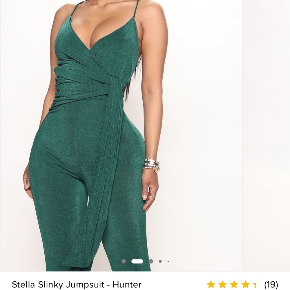 Fashion Nova Hunter Green Slinky Jumpsuit